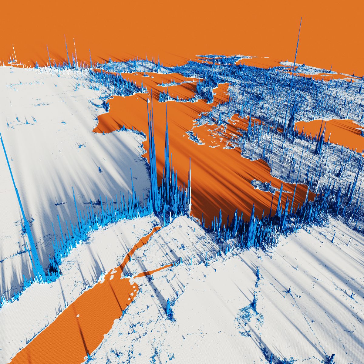 Données projetées en relief 3D